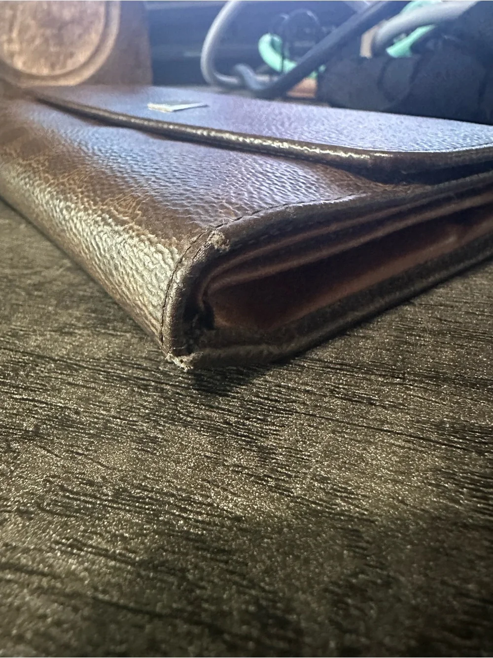 Vintage CELINE Macadam Triomphe Canvas Leather Trifold Wallet Italy